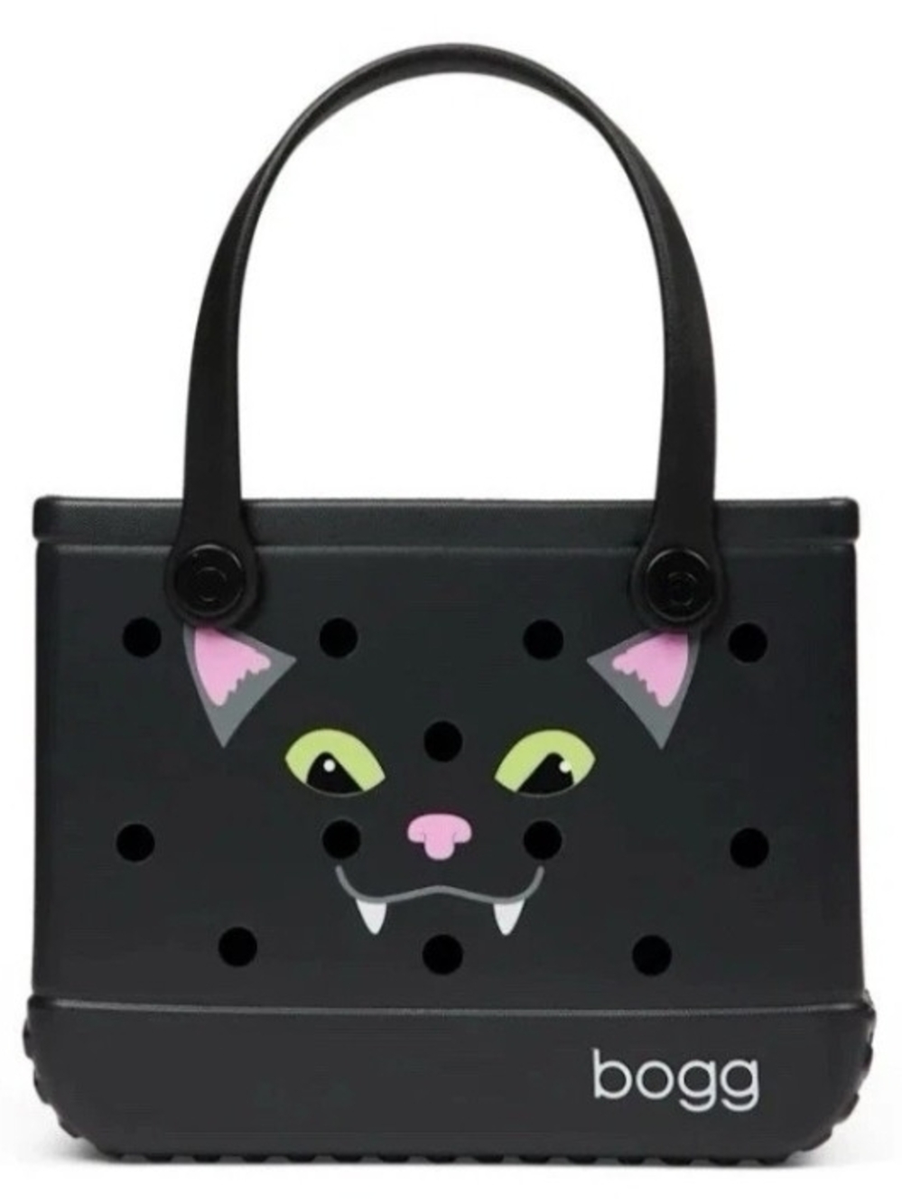 BOGG BAG Black Cat Face Tote - Black with Pink & Lime Accents
